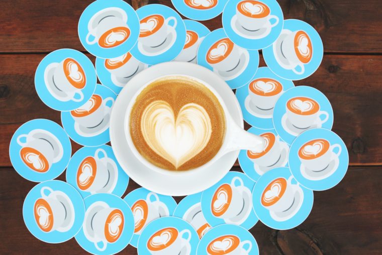Coffee with a frothy heart, the heart in the coffee represents love for our jobs